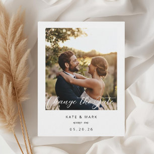 Moderne Rahmen-Foto-Hochzeit Datum ändern Postkarte
