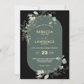 Moderne Rahmen grün Blätter Hochzeit Einladung (Vorderseite)