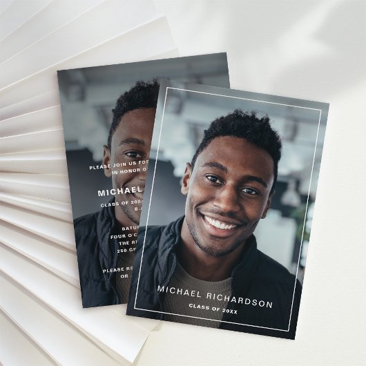 Moderne Rahmen | Partei für das vertikale Zwei-Fot Einladung