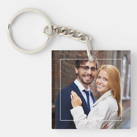 Moderne Rahmen und Monogramm Schlüsselanhänger (Vorderseite)