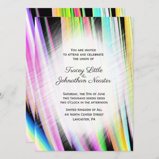 Moderne Rainbow Art Hochzeiten Einladung (Vorne/Hinten)
