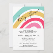 Moderne Rainbow Baby Dusche für Mädchen Einladung (Vorderseite)