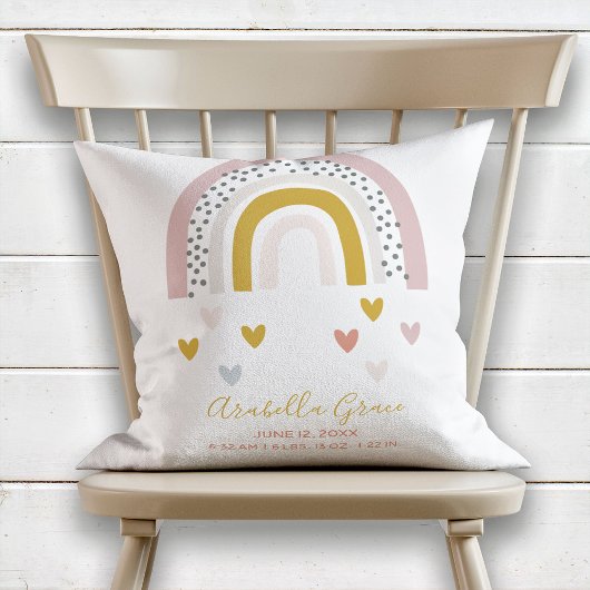 Moderne Rainbow Baby-Geburtsakte Kissen