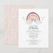 Moderne Rainbow Boho Script Chic Baby Dusche Einladung (Vorne/Hinten)
