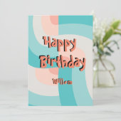 Moderne Rainbow Color Abstrakt Happy Birthday Einladung (Stehend Vorderseite)