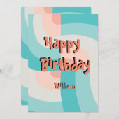 Moderne Rainbow Color Abstrakt Happy Birthday Einladung (Vorne/Hinten)