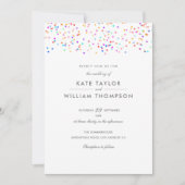 Moderne Rainbow Confetti Foto Wedding Einladung (Vorderseite)