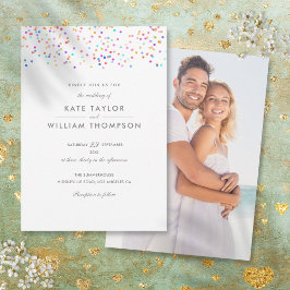 Moderne Rainbow Confetti Foto Wedding Einladung