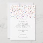 Moderne Rainbow Confetti Wedding Save The Date (Vorderseite)