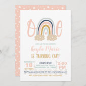 Moderne Rainbow Erstgeburtstagseinladung - Mädchen Einladung (Vorne/Hinten)