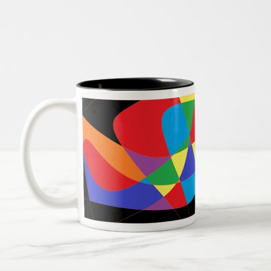 Moderne Rainbow-farbene Kunst Zweifarbige Tasse (Links)