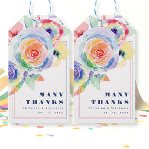 Moderne Rainbow Floral LGBTQ Hochzeit Vielen Dank Geschenkanhänger