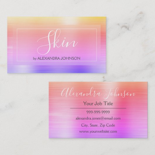 Moderne Rainbow Foil Skin Care Visitenkarte (Vorne/Hinten)