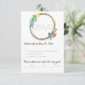 Moderne Rainbow Geometric Floral Wedding RSVP Karte (Stehend Vorderseite)