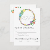 Moderne Rainbow Geometric Floral Wedding RSVP Karte (Vorne/Hinten)