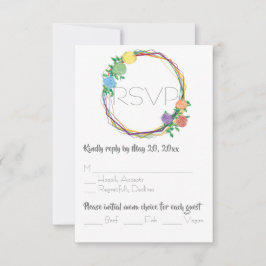 Moderne Rainbow Geometric Floral Wedding RSVP Karte