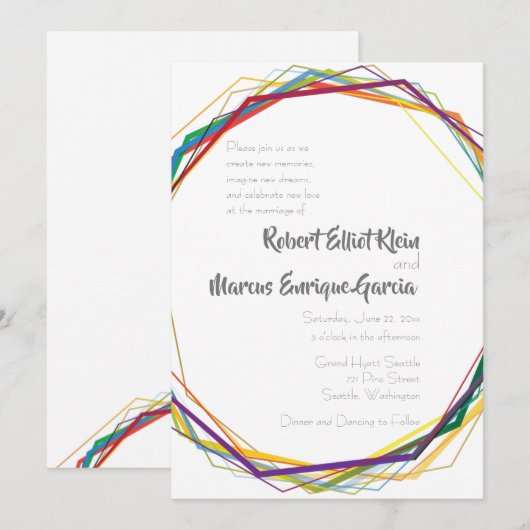 Moderne Rainbow Geometric Wedding Einladung (Vorne/Hinten)