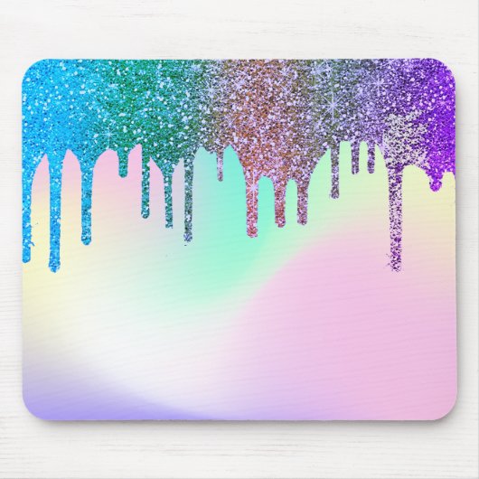 Moderne Rainbow-Glitzer-Tropfen Holografie Mousepad (Vorne)