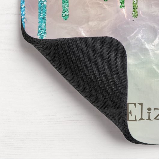 Moderne Rainbow Glitzer Tropfen Holographic Opal Mousepad (Ecke)