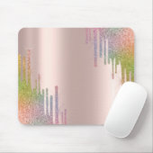 Moderne Rainbow Glitzer Tropfen Rose Gold Mousepad (Mit Mouse)