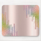 Moderne Rainbow Glitzer Tropfen Rose Gold Mousepad (Vorne)