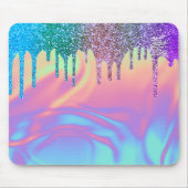 Moderne Rainbow Glitzer Tropfens Ombre Holographic Mousepad (Vorne)