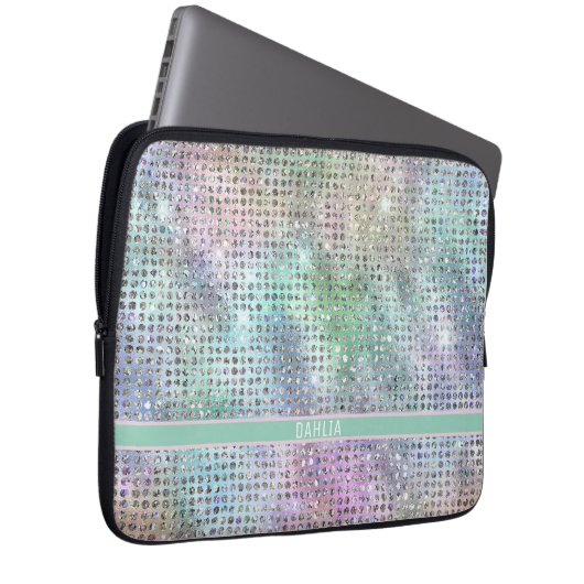 Moderne Rainbow-Glitzern Laptopschutzhülle (Vorne Rechts)