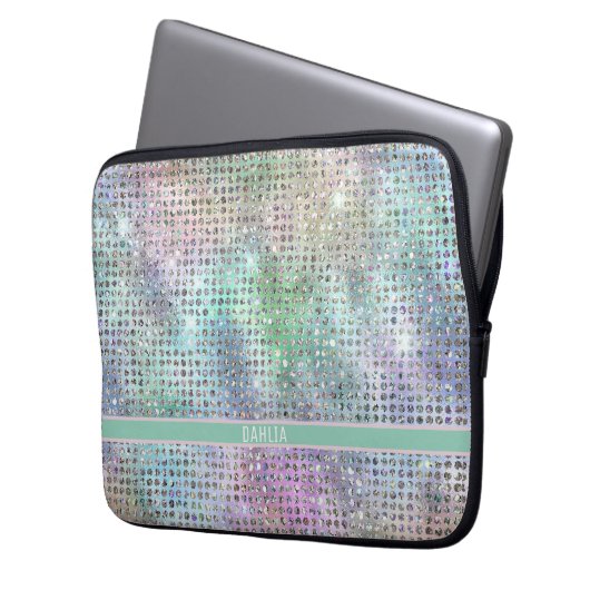 Moderne Rainbow-Glitzern Laptopschutzhülle (Vorderseite Links)