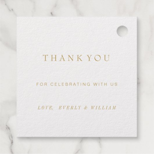 Moderne Rainbow Gold Border Wedding RSVP Geschenkanhänger (Rückseite)