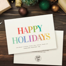 Moderne Rainbow Happy Holiday Small Business Card