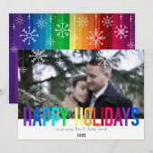 Moderne Rainbow Holiday Foto Card Feiertagskarte (Vorne/Hinten)