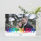 Moderne Rainbow Holiday Foto Card Feiertagskarte (Stehend Vorderseite)