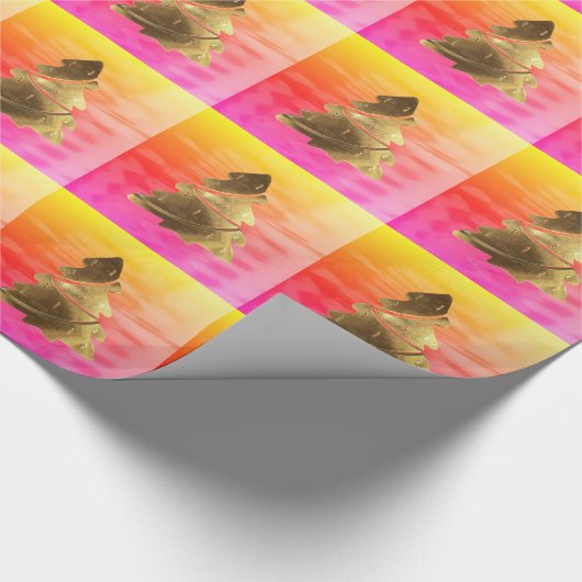 Moderne Rainbow Imitate Gold Weihnachtsbaummuster Geschenkpapier (Ecke)