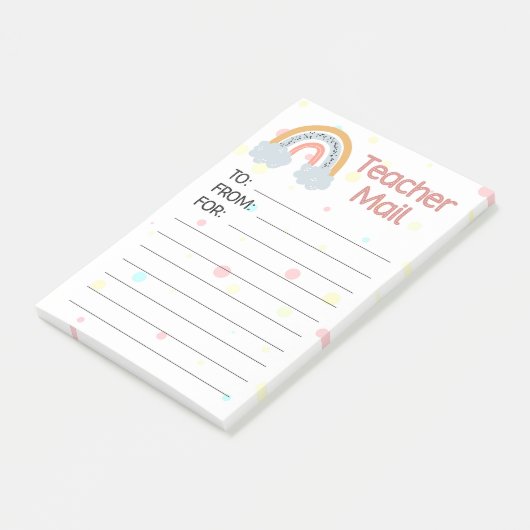 Moderne Rainbow-Lehrerin Mail Post-it Klebezettel (angewinkelt)