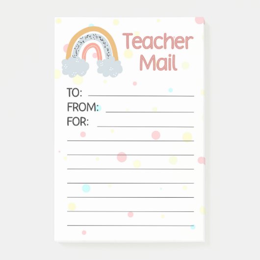 Moderne Rainbow-Lehrerin Mail Post-it Klebezettel (Vorderseite)
