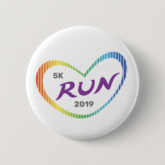 Moderne Rainbow Liebe Herz 5K Run Button (Vorderseite)