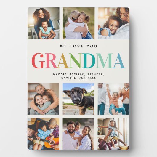 Moderne Rainbow-Liebe Oma-Collage Fotoplatte (Vorderseite)