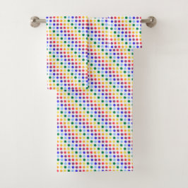 Moderne Rainbow Polka Dot Stripes Badhandtuch Set