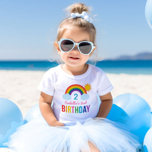 Moderne Rainbow Sky Girls Custom Birthday Party Baby T-shirt