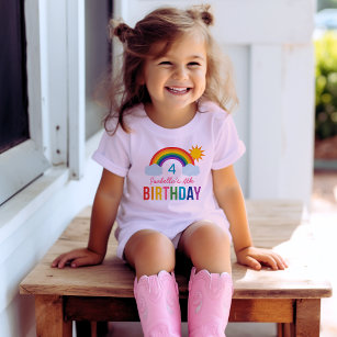 Moderne Rainbow Sky Girls Custom Birthday Party T-Shirt