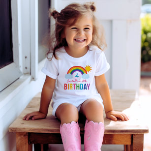 Moderne Rainbow Sky Girls Custom Birthday Party T-Shirt