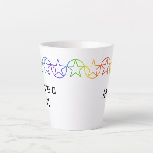 Moderne Rainbow Star Personalisierte Latte Tasse (Vorderseite)