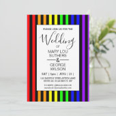 Moderne Rainbow Striped Wedding Einladung (Stehend Vorderseite)