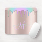 Moderne Rainbow-Tropfen Rose Gold Monogram Mouse P Mousepad (Mit Mouse)