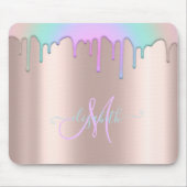Moderne Rainbow-Tropfen Rose Gold Monogram Mouse P Mousepad (Vorne)