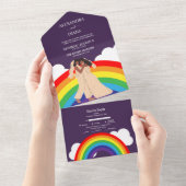 Moderne Rainbow Two Brides LGBTQ Hochzeit All In One Einladung (Abreißen)