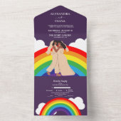 Moderne Rainbow Two Brides LGBTQ Hochzeit All In One Einladung (Innen Boden)