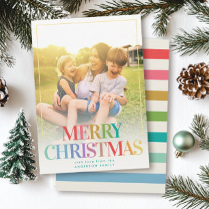 Moderne Rainbow Typografie Einfaches Foto Holiday Feiertagskarte
