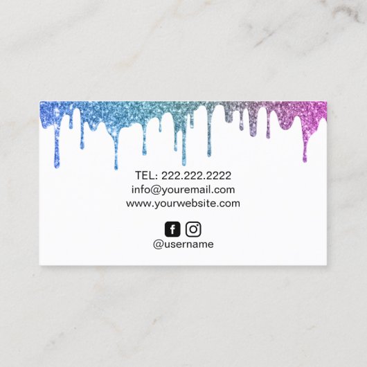 Moderne Rainbow Unicoron Glitzer Tropfens Beauty S Visitenkarte (Rückseite)