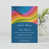 Moderne Rainbow Wave Wedding Einladung (Stehend Vorderseite)